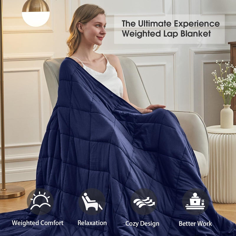 BETU Navy Blue Weighted Blanket for Adults 20lbs, 48"x72", Twin Full Size Cooling Heavy Throw Blanket for 130-220lbs, Microfiber Soft Thick Big Blankets Weighted Comforter Gift for Sleeping - Image 4