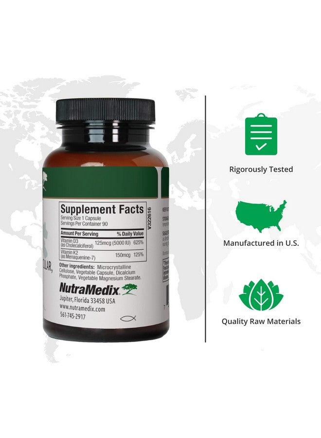 NutraMedix Vitamin D3 and K2 Immune Support Supplement for Women & Men - Help Support Heart & Joint Health - Can Assist with Calcium Metabolism (90 Capsules) - Image 1