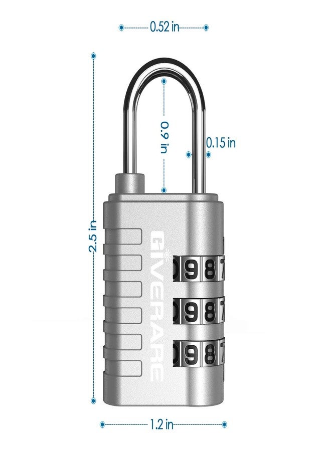 GIVERARE 8 Pack Combination Lock, 3-Digit Padlock Keyless, Resettable Luggage Locks for Backpack, Gym & School & Employee Locker, Weatherproof Travel Lock for Fence, Backyard Gate, Hasp, Case-Silver - Image 2