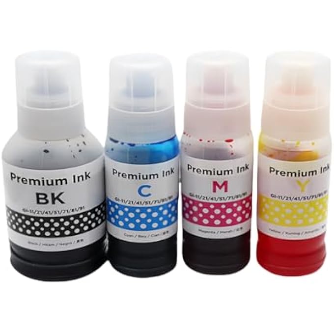 ZHENFU-ME GI-41 INK COMPATIBLE FOR CANON PIXMA G1420/G2420/G2460/G3420/G3460 PRINTER 4-PACK BLACK CYAN MAGENTA YELLOW - Image 1