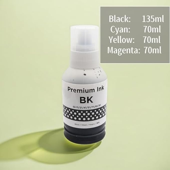 ZHENFU-ME GI-41 INK COMPATIBLE FOR CANON PIXMA G1420/G2420/G2460/G3420/G3460 PRINTER 4-PACK BLACK CYAN MAGENTA YELLOW - Image 3