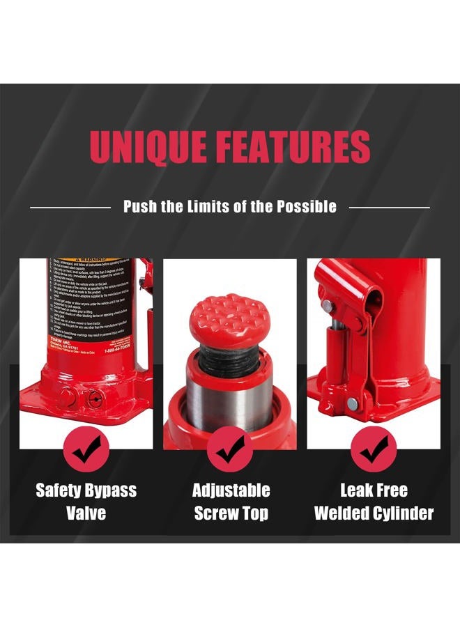 BIG RED T92003B Torin Hydraulic Welded Bottle Jack, 20 Ton (40,000 lb) Capacity, Red - Image 3