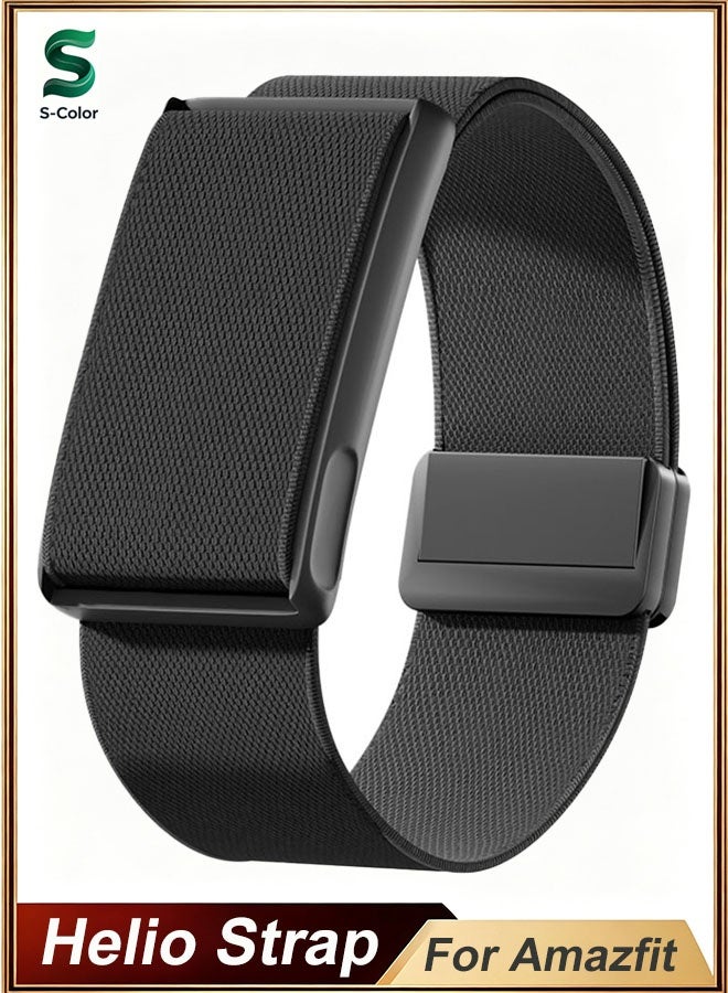 S-Color Magnetic Stretchy Nylon Compatible with Amazfit Helio Strap, Elastic Soft Sport Strap Replacement for Amazfit Helio Strap Men Women Dark Green - Image 1