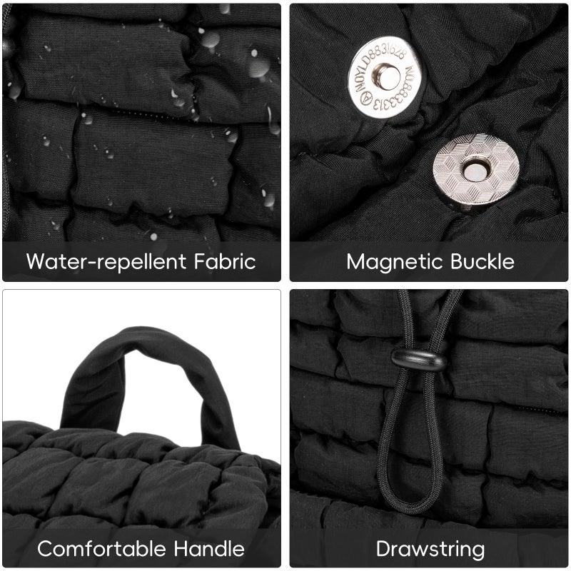 CLUCI Puffy Quilted Backpack for Women, Casual Lightweight Daypack for Women Travel (Black) - Image 5