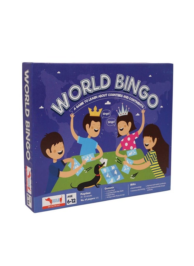 COCOMOCO KIDS - CocoMoco Kids World Bingo Geography Game for Kids Educational Toy Birthday Return Gifts 6-12 Years Boys Girls - Image 1