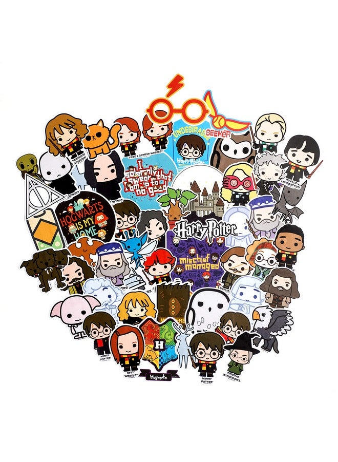 CONQUEST Conquest Journals Harry Potter Chibi Vinyl Decal Stickers, Set of Unique Sticker Decals, 5 Holograms, Waterproof, UV & Scratch Resistant, Great for Gadgets, Officially Licensed (White Vinyl, 60-Pack) - Image 1