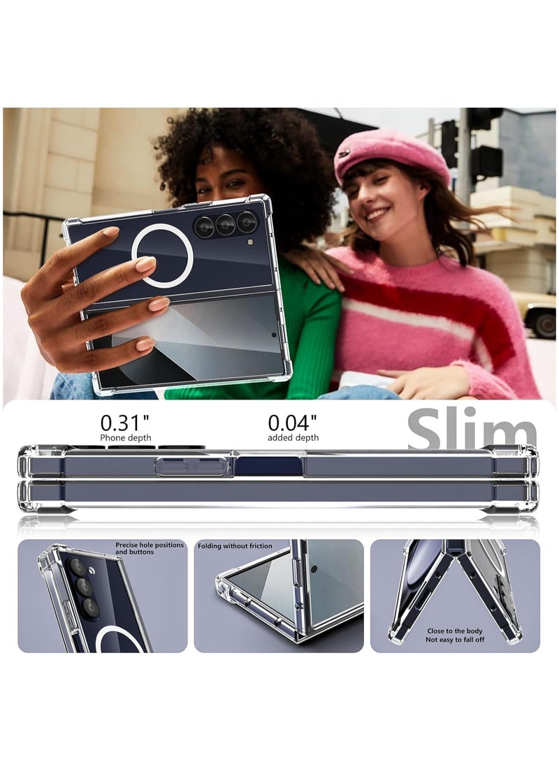 DUSALA Case for Samsung Galaxy Z Fold 6 Clear Case, Compatible with Mag Safe Transparent Shockproof Protection Yellowing Resistant Magnetic Phone Case for Galaxy Z Fold 6 5G - Image 3