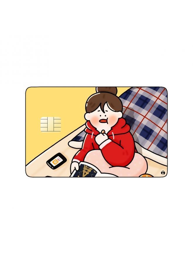 RKN PRINTED BANK CARD STICKER Cute Girl Reading Drawing - Image 2