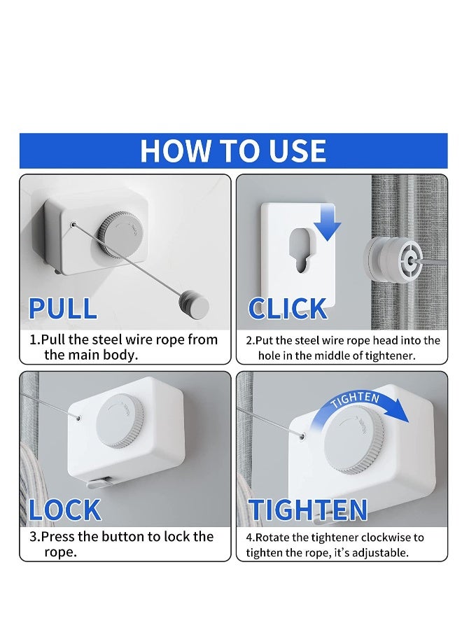 Retractable Clothesline Indoor Clothes Line Retracting Outdoors Wall Mounted Clothes Line Outdoors Set 13.8 Ft Heavy Duty 50lbs Weight Retractable Laundry Line Space Saving Easy Installation White - Image 2