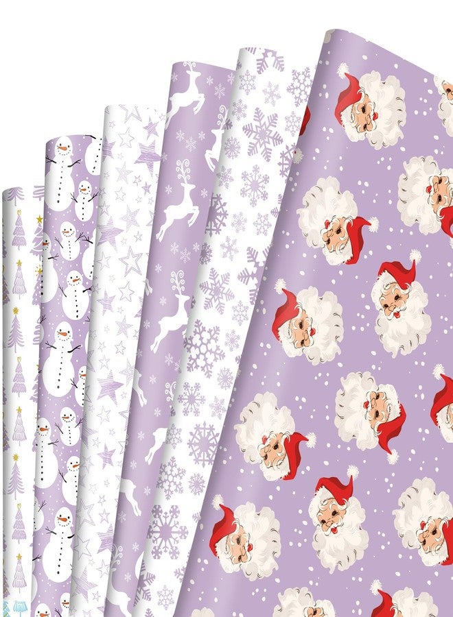 Vnaaem Purple Christmas Wrapping Paper Style Folded Flat Xmas Art Paper for Winter Party Birthday Baby Shower - 20 X 28 Inches 6 Folded Sheet - Image 1