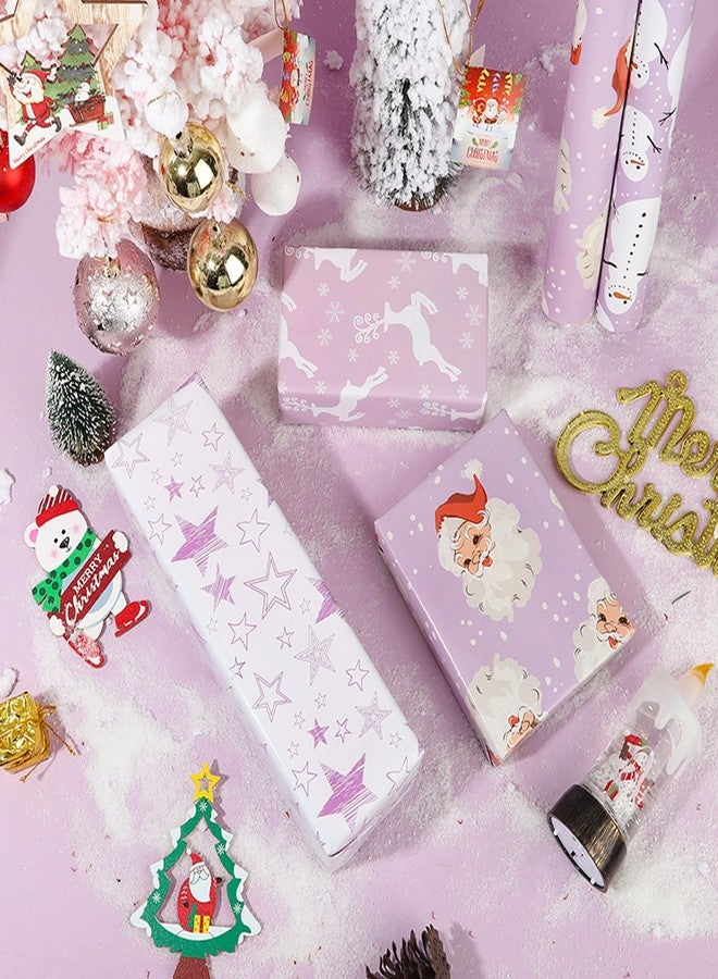 Vnaaem Purple Christmas Wrapping Paper Style Folded Flat Xmas Art Paper for Winter Party Birthday Baby Shower - 20 X 28 Inches 6 Folded Sheet - Image 5