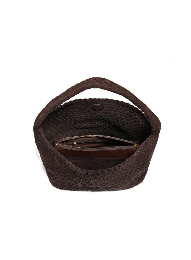 Belle Festival Gift Women's Lazy Suede Shoulder Bag Casual Woven Tote Bag Jy186dx5 Brown - Image 5