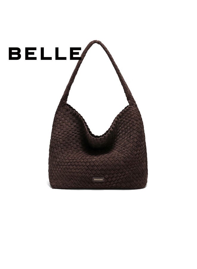 Belle Festival Gift Women's Lazy Suede Shoulder Bag Casual Woven Tote Bag Jy186dx5 Brown - Image 1