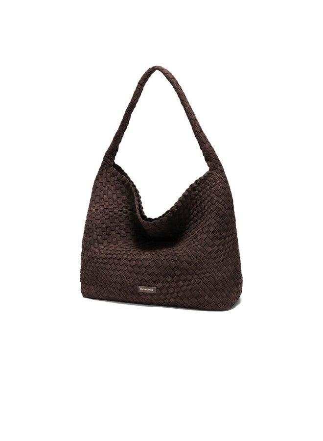 Belle Festival Gift Women's Lazy Suede Shoulder Bag Casual Woven Tote Bag Jy186dx5 Brown - Image 4