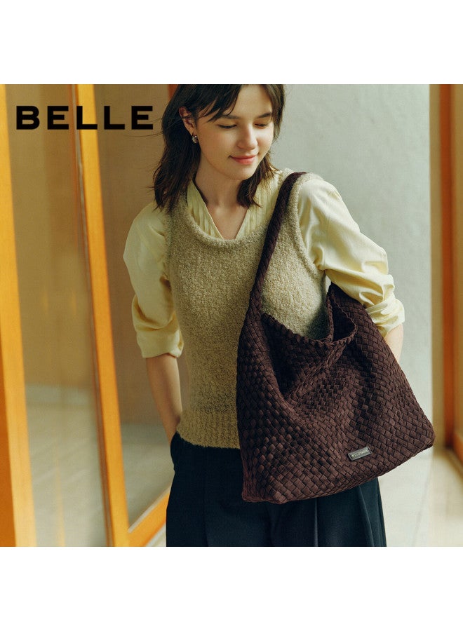 Belle Festival Gift Women's Lazy Suede Shoulder Bag Casual Woven Tote Bag Jy186dx5 Brown - Image 2