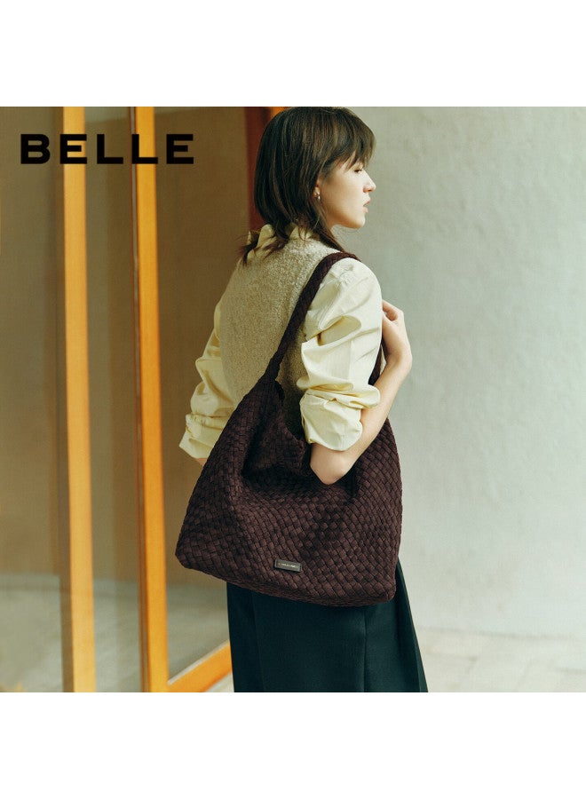 Belle Festival Gift Women's Lazy Suede Shoulder Bag Casual Woven Tote Bag Jy186dx5 Brown - Image 3
