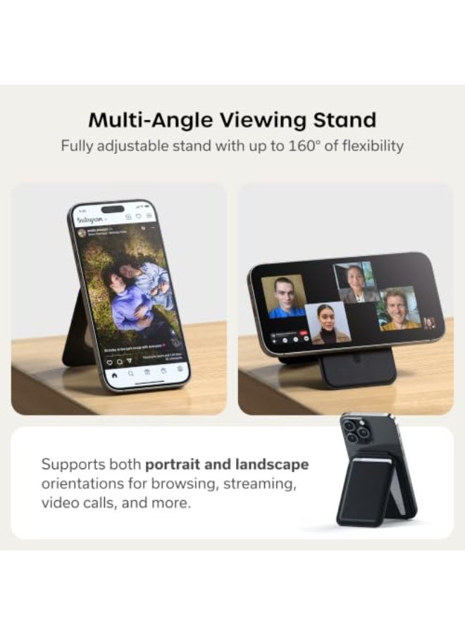 Satechi Magnetic Magsafe Wallet Stand - Double Flap Leather Stand Wallet Attachment w/ 4 Card Slots, Front Flap NFC Pass Through, for iPhone 15/14/13/12 Pro Max/Plus/Pro & MagSafe Cases - Black black - Image 3