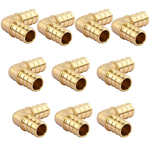 Litorange 1/2 inch PEX 90 Degree Elbow 1/2" (pack of 10) Lead-Free Brass Barb Crimp Pipe Fitting/Fittings - Image 1