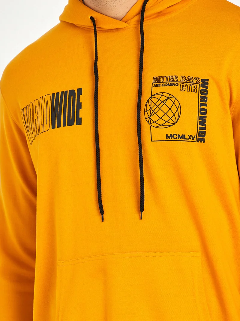 Styli HD Chest Printed Fashion Hoodie with Front Pocket