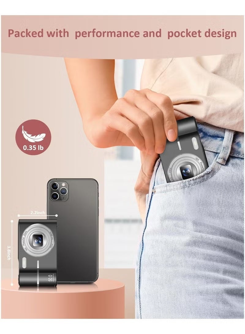 ZONBON Digital Camera, 50MP Cameras Digital with 64GB SD Card 2 Batteries, Full HD 1080P Camera with 16x Zoom Anti-Shake, Compact Camera for Teens Girls Boys, Kids Camera - Image 5