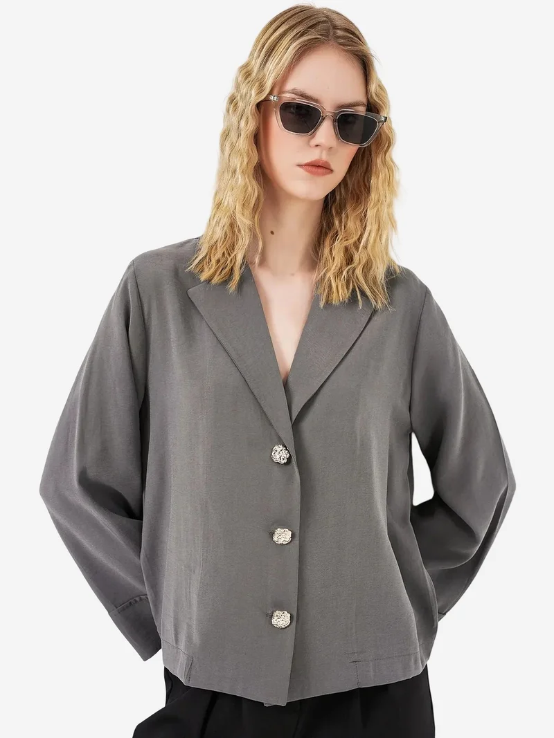 بيغ دارت BDART Oversized Blazer Jacket with Button Closure