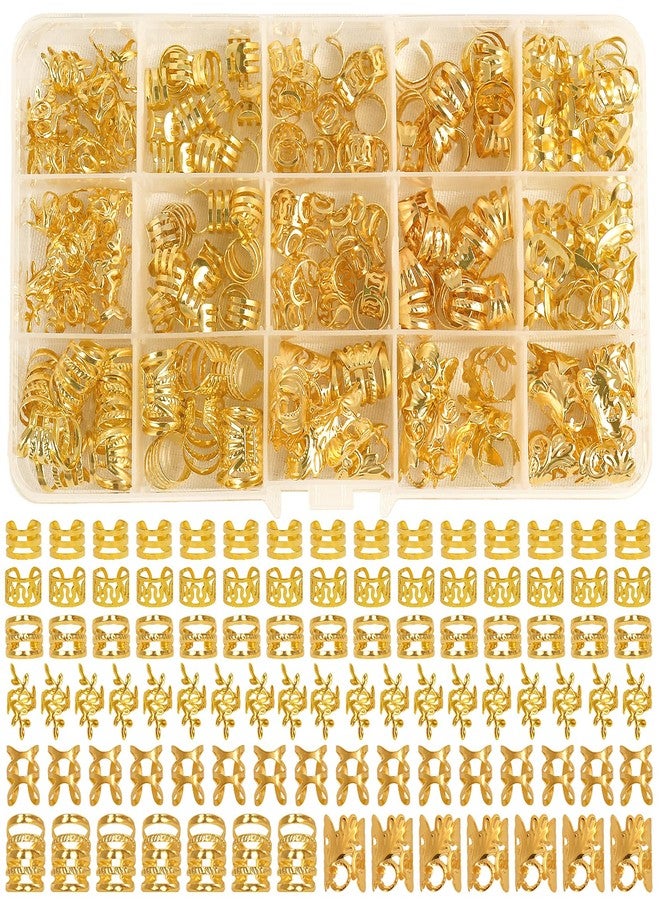 FEINIGESI 210 Pcs Gold Hair Jewelry for Loc,Braids Dreadlock Braiding Hair Cuffs-Rings Gold Hair Charms for Women Adjustable Metal Dread Locks Hair Decorations Accessories - Image 1