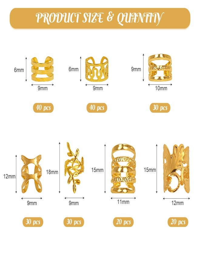 FEINIGESI 210 Pcs Gold Hair Jewelry for Loc,Braids Dreadlock Braiding Hair Cuffs-Rings Gold Hair Charms for Women Adjustable Metal Dread Locks Hair Decorations Accessories - Image 3