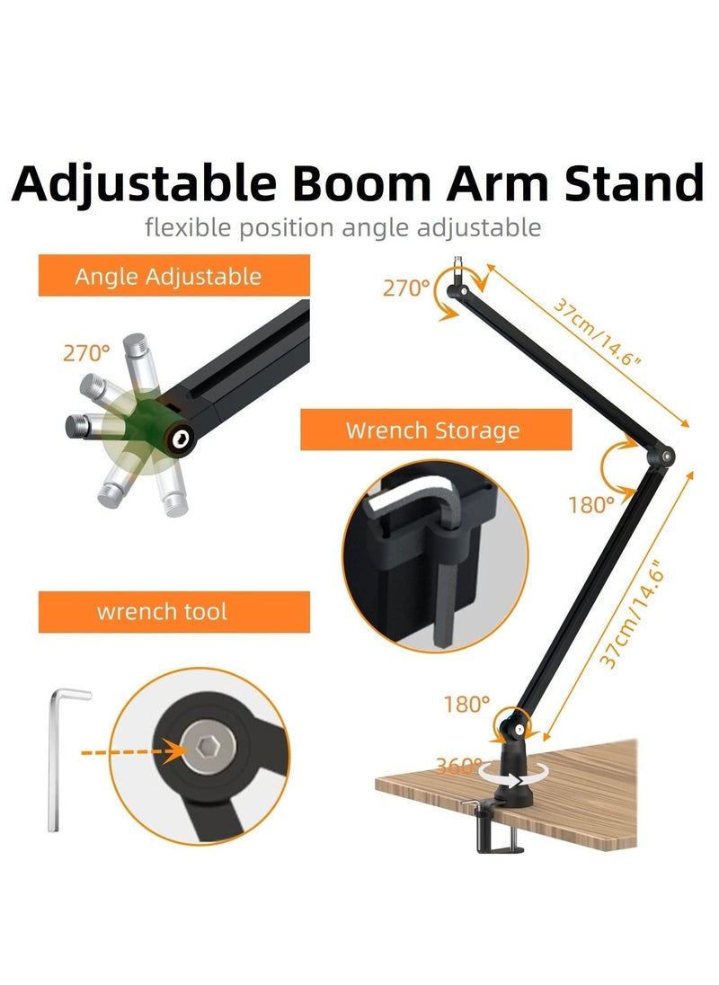 Generic Boom Arm Foldable Desktop Metal Mic Stand Adjustable Scissor Microphone Arm Bracket Desk Mount Clamp Hidden Cable Trough 3/8" to 5/8" Adapter  - Image 5