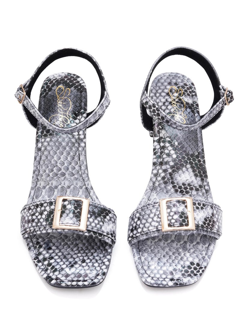 Sole House Sole House Fierce & Fashionable: Python Chic Block Heels with Front Buckle - perfect for parties, celebrations & special occasions.  - Image 4