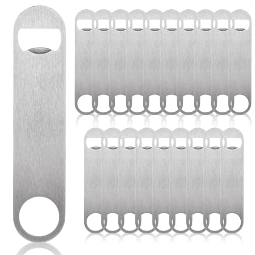 QTLCOHD 20 Pack 7 Inch Flat Bottle Opener, Stainless Steel Bottle Openers Bulk Silver Beer Bottle Opener Bartender for Kitchen Bar or Restaurant - Image 1