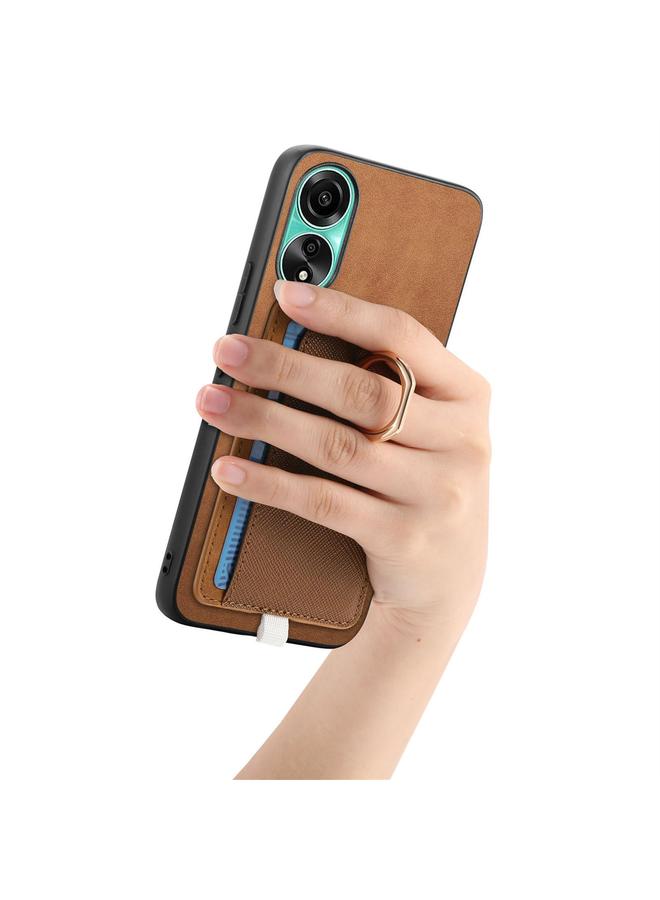 اس-توب جراب لهاتف OPPO Reno11 F بتصميم كلاسيكي متقاطع من الجلد مع حلقة جانبية وحقيبة بطاقات وحافظة هاتف MagSafe - Image 5