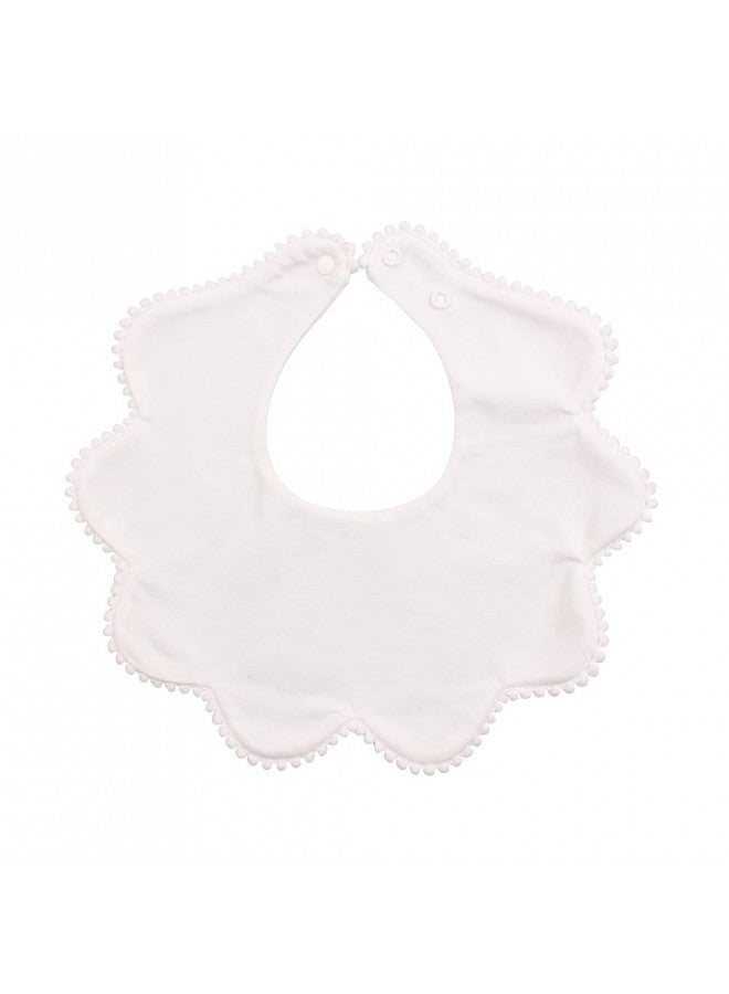 JANGANNSA 3 PCS White Flower Baby Bibs Infant Burp Clothes for Baby Girls Saliva Towel Cotton Infant Toddler Girls Bibs (3PCS-White) - Image 1