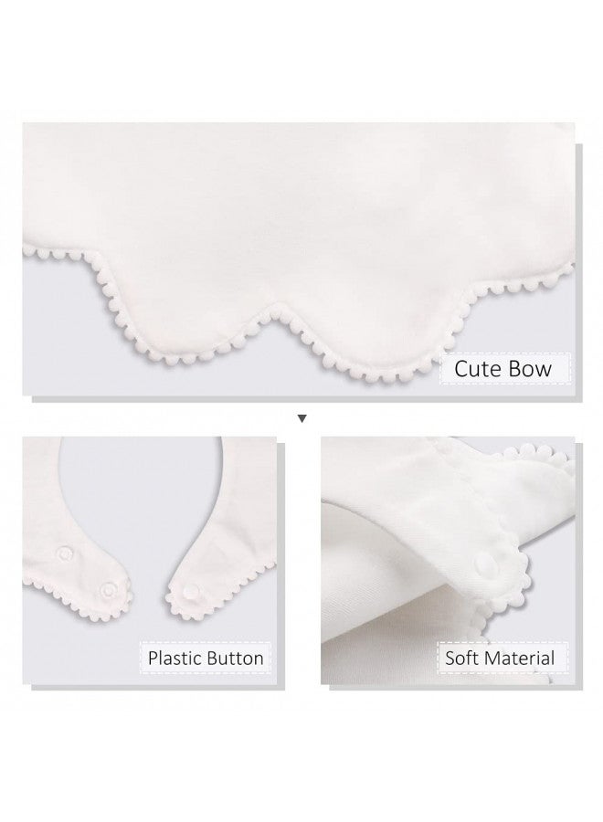 JANGANNSA 3 PCS White Flower Baby Bibs Infant Burp Clothes for Baby Girls Saliva Towel Cotton Infant Toddler Girls Bibs (3PCS-White) - Image 4