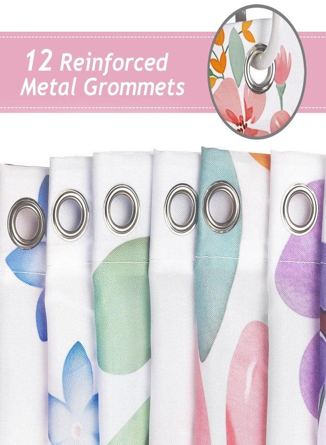 Bonhause Spring Floral Shower Curtain, Watercolor Flowers Colorful Wildflower Plant Bathroom Decor 72x72 Inch Polyester Fabric Waterproof Bath Curtain with 12 Hooks - Image 4