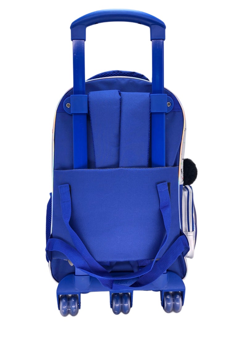i-kola Blue Skate Design Rolling Backpack 18 inch Wheeled Kids Backpack with Lunch Bag and Pencil Case for Boys Blue And Silver - Image 4