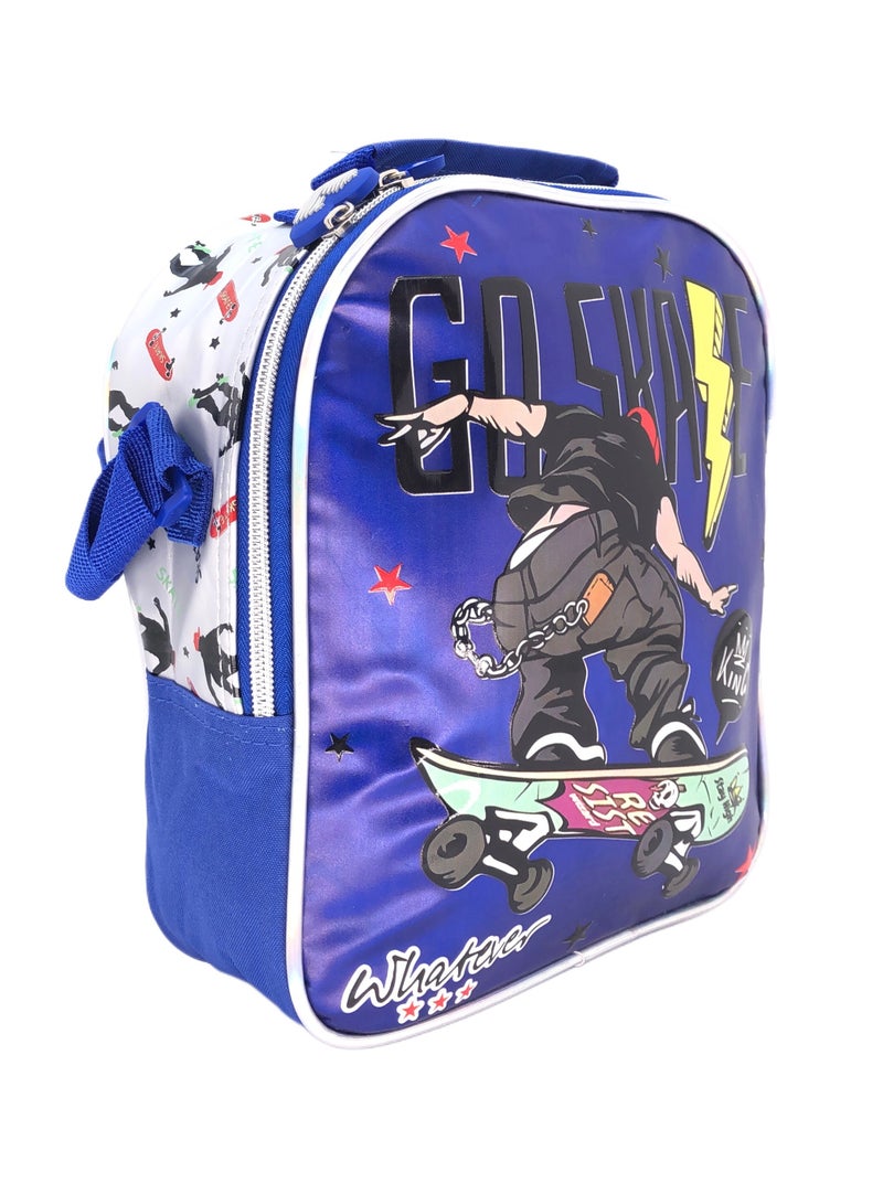 i-kola Blue Skate Design Rolling Backpack 18 inch Wheeled Kids Backpack with Lunch Bag and Pencil Case for Boys Blue And Silver - Image 5