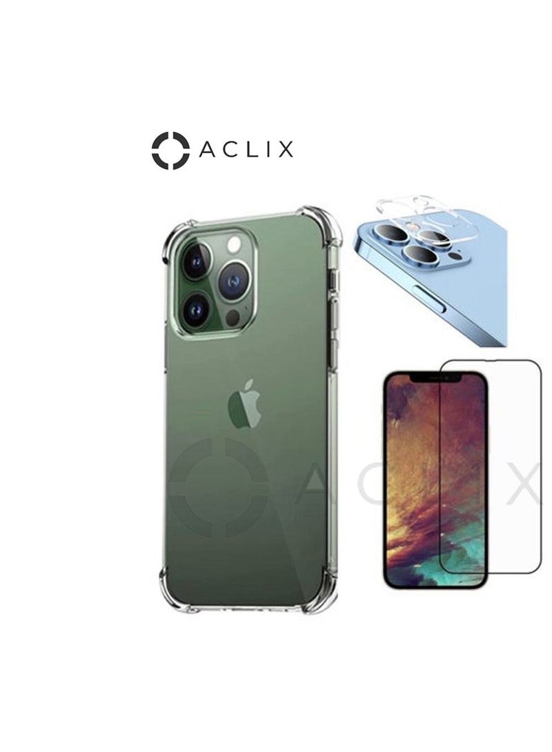 ACLIX Apple iPhone 13 Pro with A 3D Black Border Glass Screen Protector 6.7 inch Shockproof Protective Case, Soft Scratch-Resistant Protection Case with Camera Lens For iPhone 13 Pro (Pack of 3)