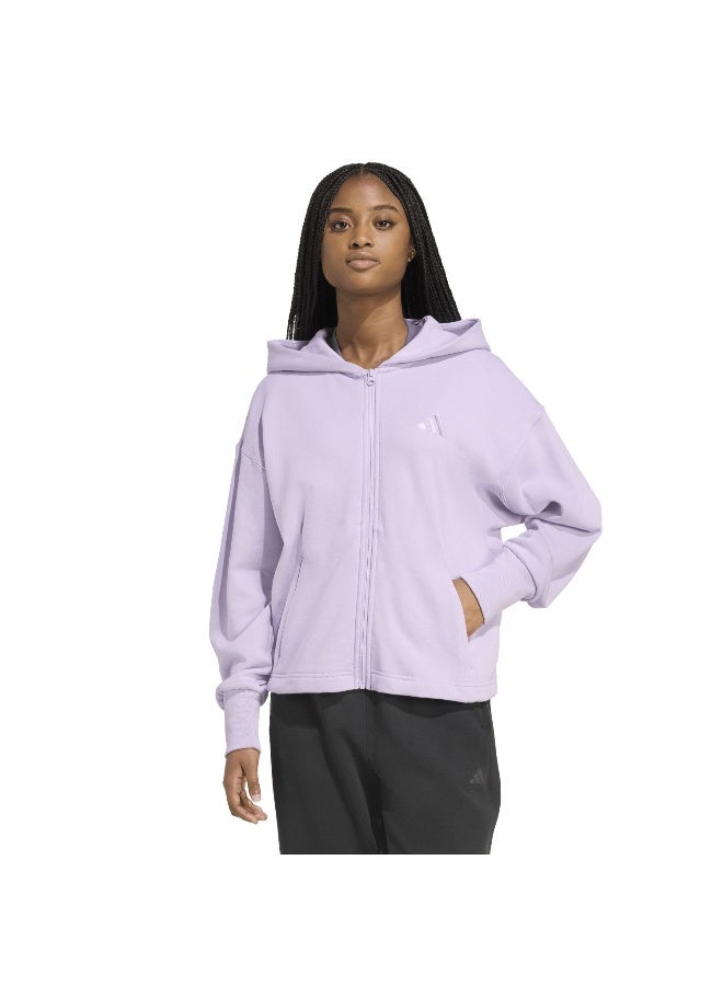 Adidas W All Szn Ft Fz Purple Training Track Tops For Women XS - Image 2