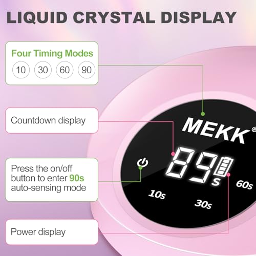 MEKK Gooseneck UV Nail Lamp Cordless Mini UV Light for Gel Nails with Auto Sensor,Professional Flash Cure Lamp 30W Single Nails Light with Three Timers (10s/30s/60s) Salon & Home DIY Use-Pink - Image 4