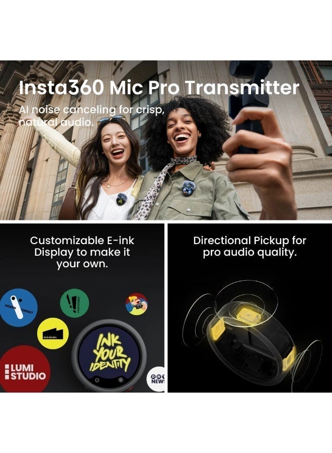 انستا 360 Luna Ultra Creator Bundle | 8K Pocket Size Gimbal Camera w/ Dual Leica Lens System, Standard Kit + Battery Handle + Mic Pro Tx + Wide-Angle Lens + Carry Case, For Content Creators - Cosmic White - Image 4