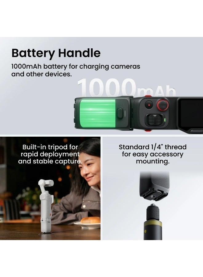 انستا 360 Luna Ultra Creator Bundle | 8K Pocket Size Gimbal Camera w/ Dual Leica Lens System, Standard Kit + Battery Handle + Mic Pro Tx + Wide-Angle Lens + Carry Case, For Content Creators - Cosmic White - Image 3