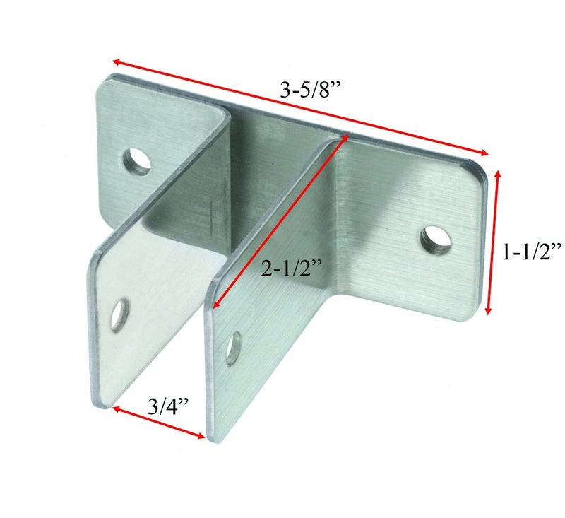 Harris Hardware 11629 Two Ear Stamped Stainless Steel Wall Bracket 3/4-Inch Panel Thickness 2-1/2-Inch Bracket Height 3-5/8-Inch Base Length 1-1/2-Inch Base Width - Image 2