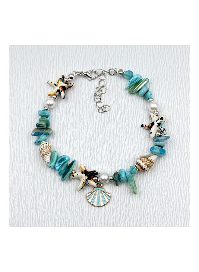 Lemon 2 pcs Ocean Style Vacation Turquoise Bracelet, Synthetic Turquoise Beads,  Beads Charms Starfish Gemstone Stone - Image 5