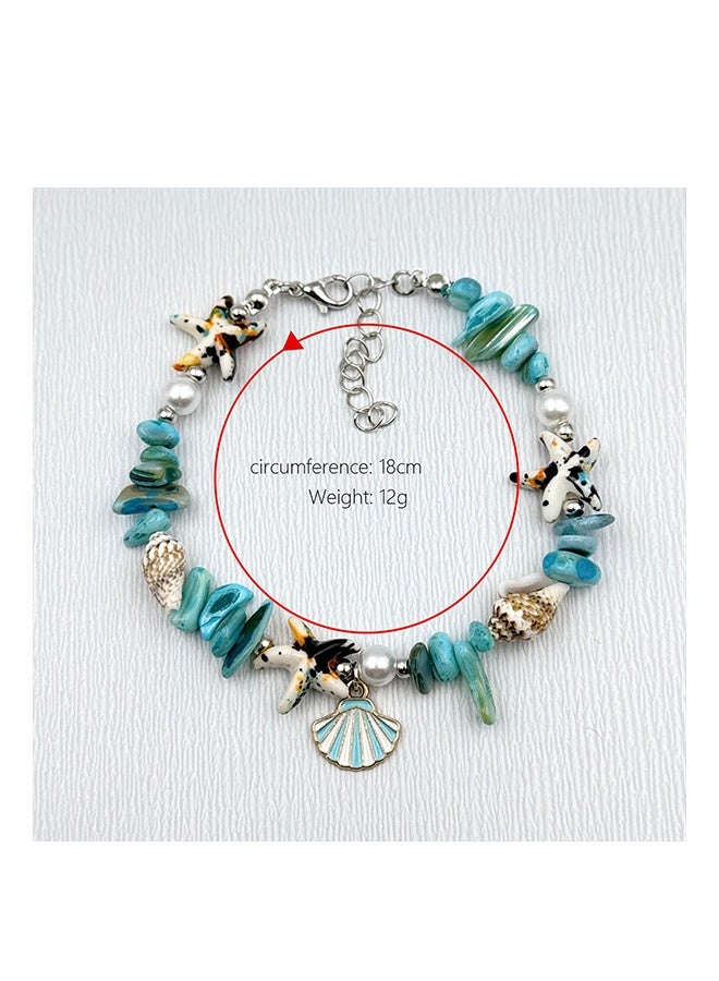 Lemon 2 pcs Ocean Style Vacation Turquoise Bracelet, Synthetic Turquoise Beads,  Beads Charms Starfish Gemstone Stone - Image 4