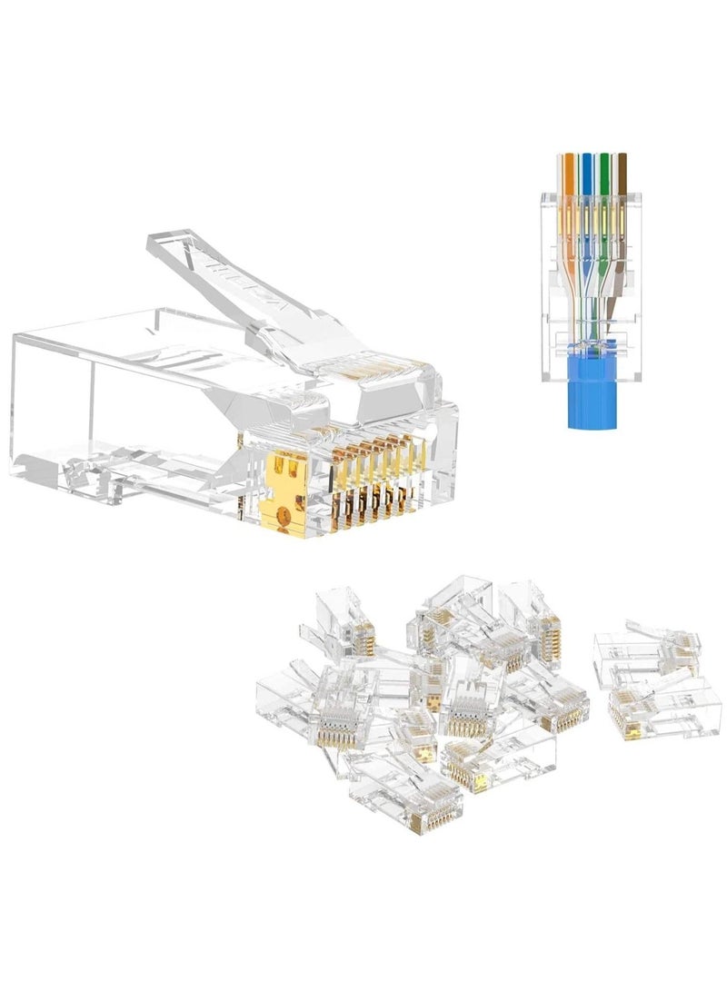 Ntech Cat6 RJ45 Ends Cat6 Connector Cat6 / Cat5e RJ45 Connector Ethernet Cable Crimp Connectors UTP Network Plug for Solid Wire and Standard Cable 50-Pack - Image 1