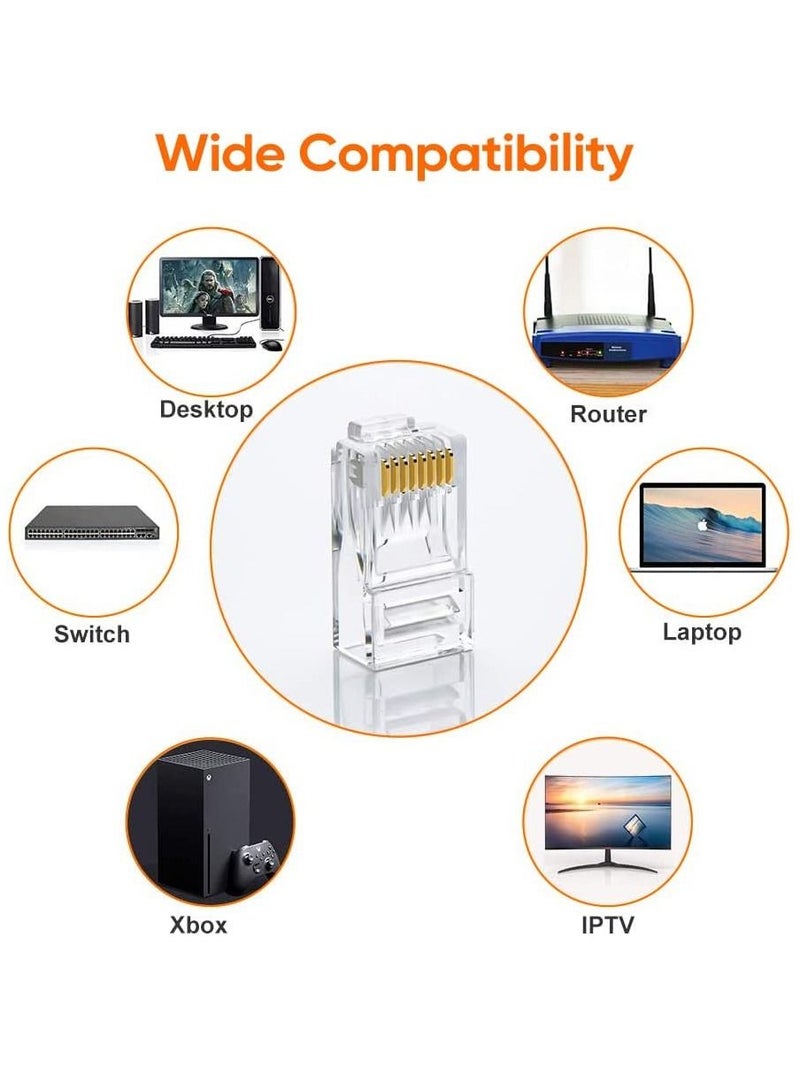 Ntech Cat6 RJ45 Ends Cat6 Connector Cat6 / Cat5e RJ45 Connector Ethernet Cable Crimp Connectors UTP Network Plug for Solid Wire and Standard Cable 50-Pack - Image 2
