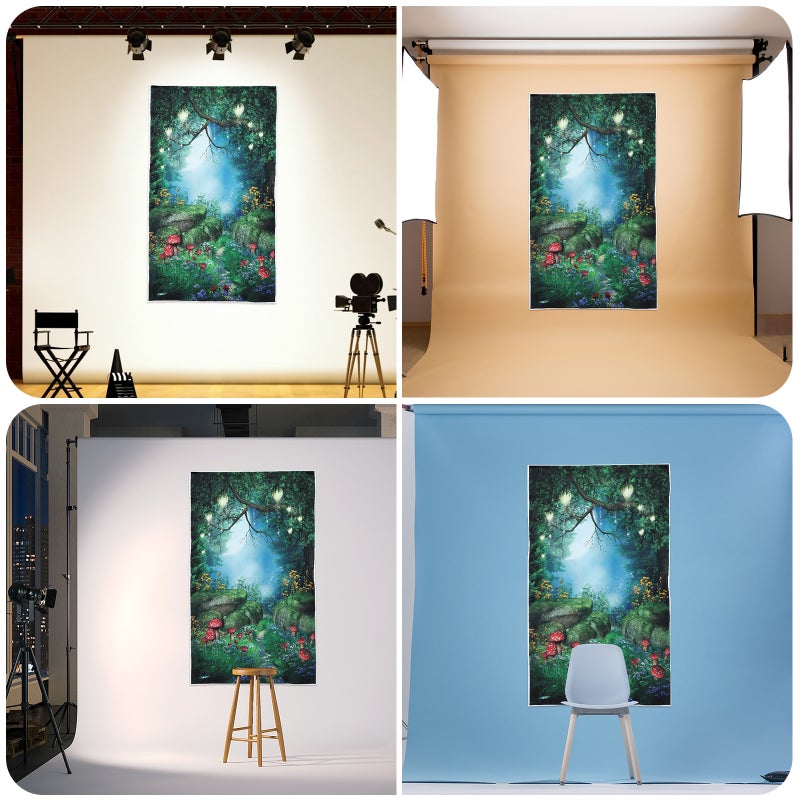 2pcs Backdrop Mushroom Flower Home Wall Tapestry Background Cloth Wall Decor - Image 2
