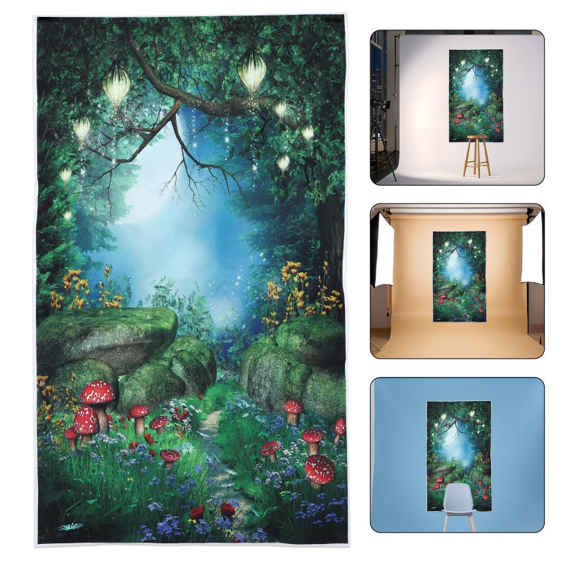 2pcs Backdrop Mushroom Flower Home Wall Tapestry Background Cloth Wall Decor - Image 4