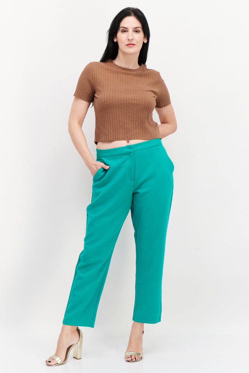 French Connection Women Regular Fit Solid Straight Pant, Green  - Image 2