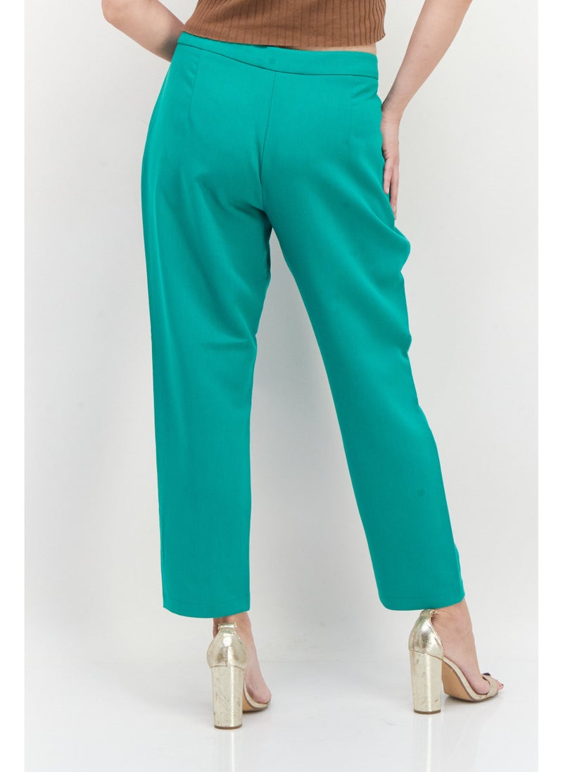 French Connection Women Regular Fit Solid Straight Pant, Green  - Image 5